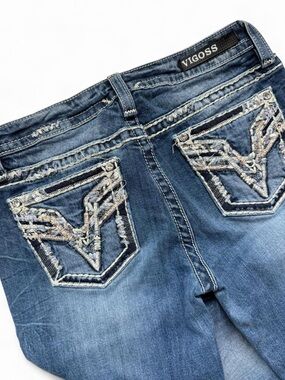 Vigoss Women's Medium Blue Embellished Bootcut Jeans
